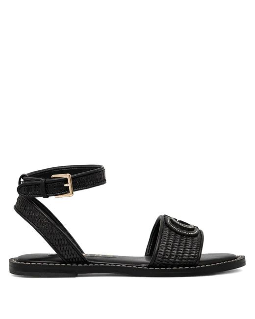 Guess Black Woven-Strap Flat Sandals
