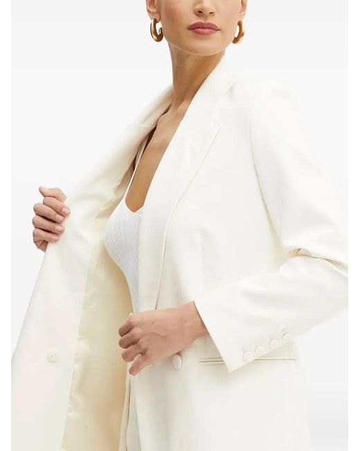 IVY & OAK White Double-Breasted Buttoned Blazer