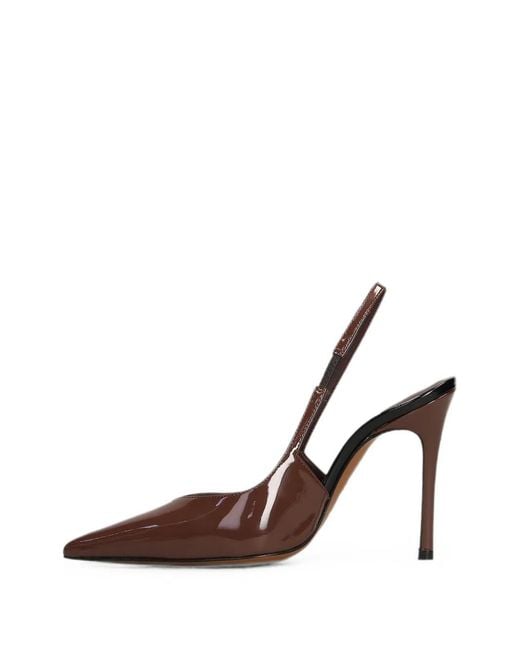 Roberto Festa Brown Patent-Finish Slingback Pumps