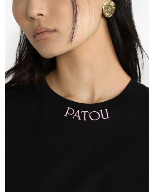 Patou Black T-Shirt Mit Logo-Stickerei