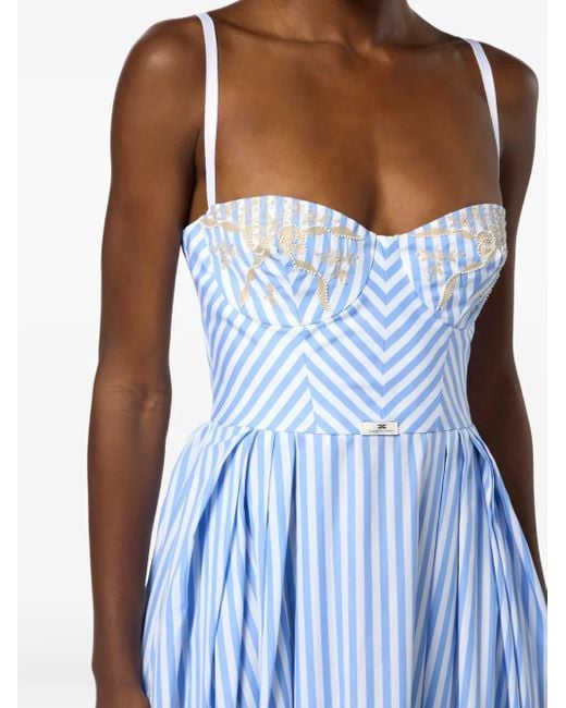Abito Midi A Righe di Elisabetta Franchi in Blue