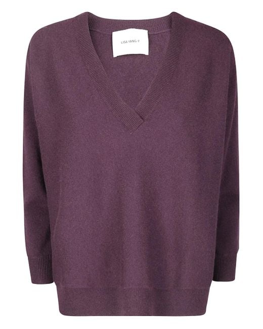 Lisa Yang Purple Kenny V-Neck Cashmere Sweater