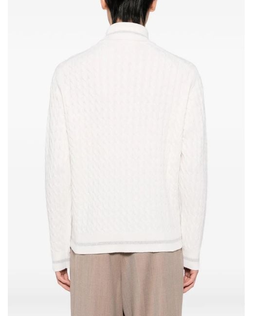 Eleventy White Cable-Knit Jumper for men