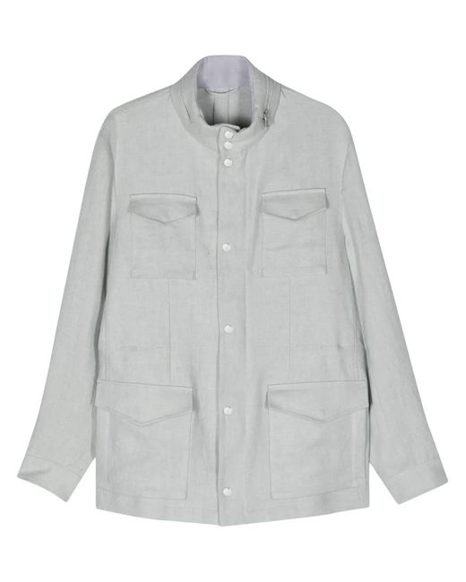 Eleventy Gray Four-Pockets Linen Jacket for men