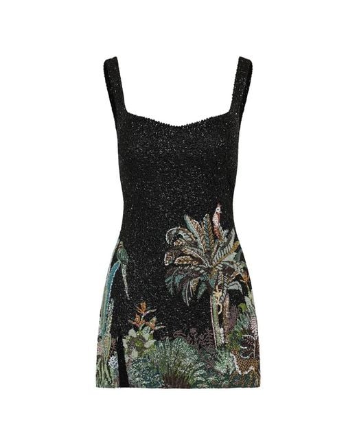 Clio Peppiatt Black Rio Bead-Embellished Mini Dress
