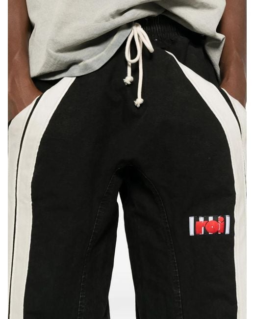 RIVINGTON roi Rebis Black Logo-Patch Side-Stripe Cotton Track Pants for men