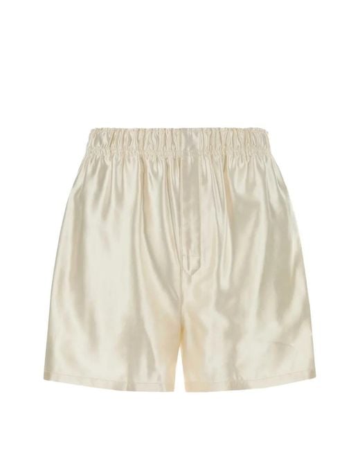 Carven Natural Satin-Finish Elasticated-Waist Shorts
