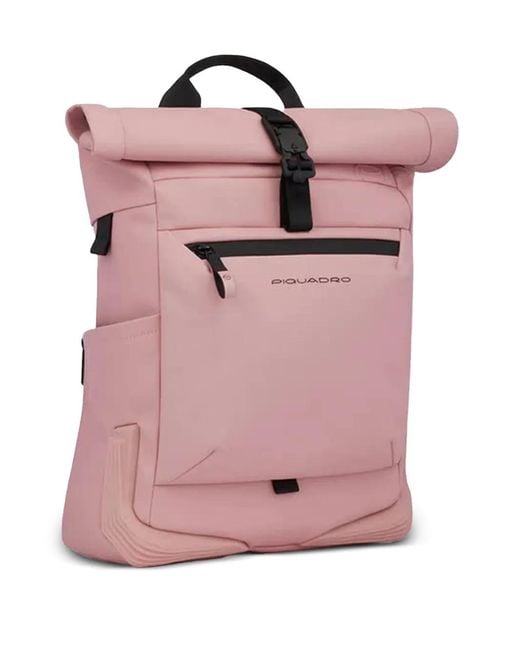 Piquadro Pink Logo-Embossed Backpack