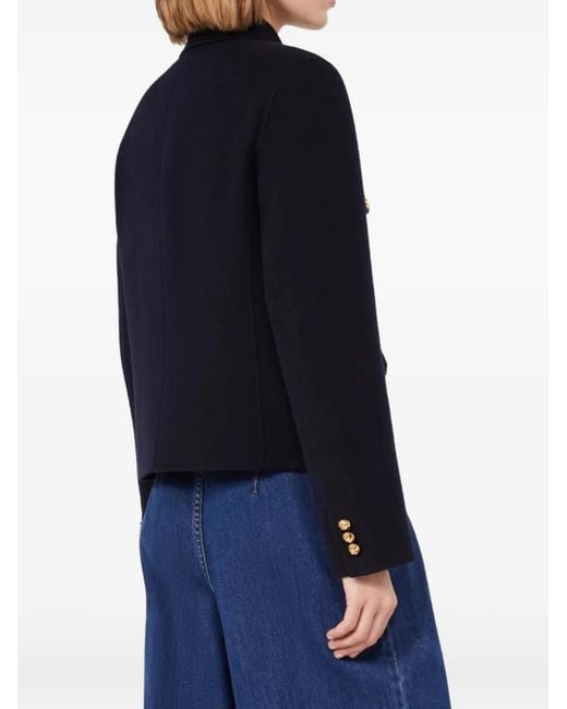Max Mara Blue Buttoned Fitted Jacket
