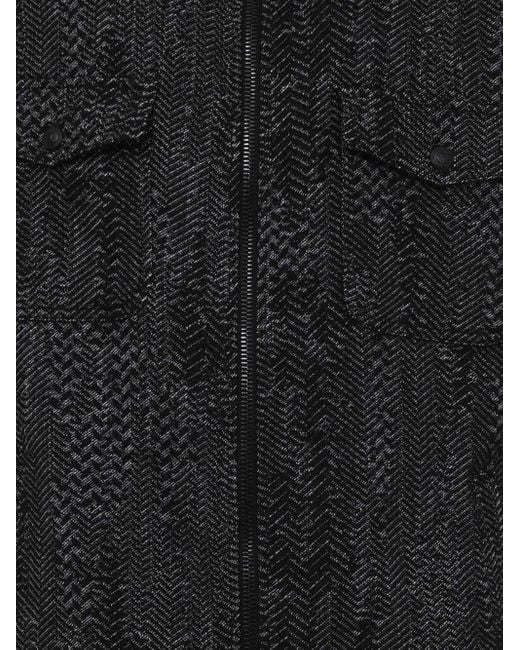 Just Cavalli Black Herringbone Zip-Front Jacket for men