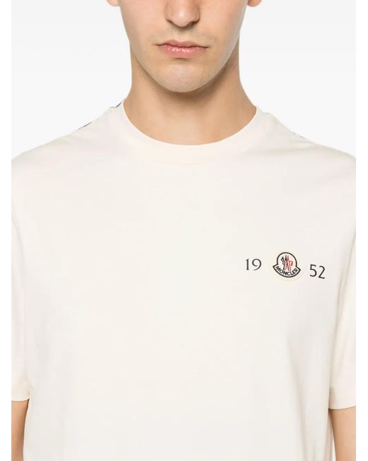 Moncler White Logo-Patch T-Shirt for men