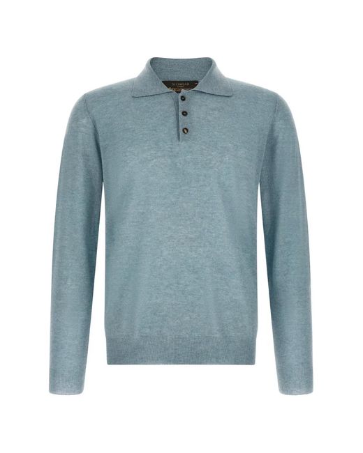 Zanone Blue Mélange-Effect Polo Sewater for men