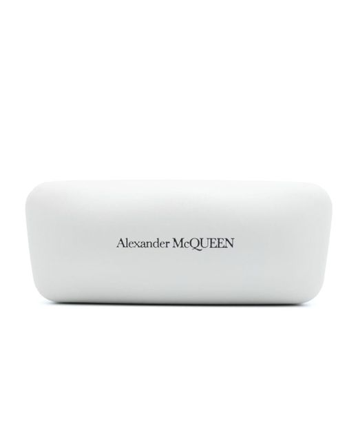 Alexander McQueen Black Geometrische Sonnenbrille mit Logo-Print