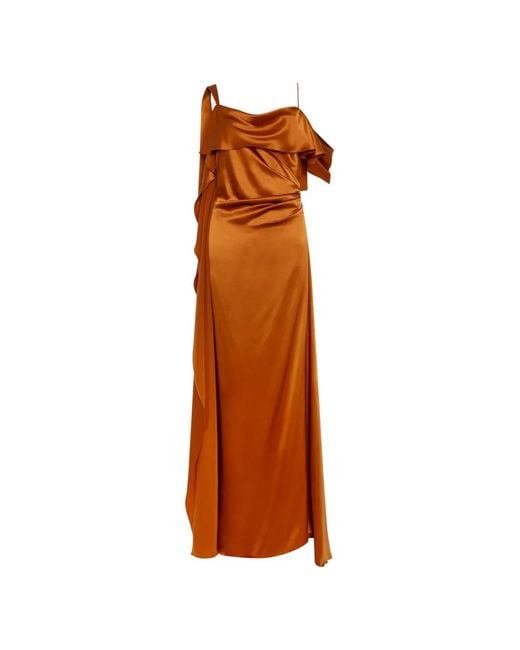 Roksanda Brown Lysa Ruffled Draped Maxi Dress