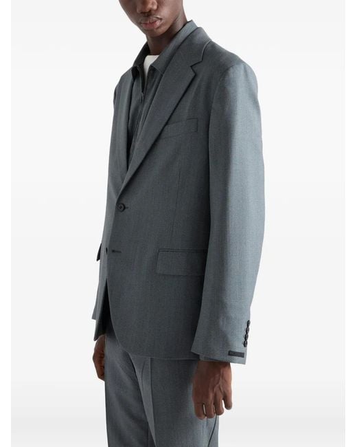 Blazer En Laine À Simple Boutonnage Prada pour homme en coloris Gray