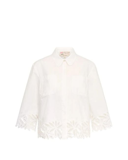Maison Common Blouse Met Kant in het White