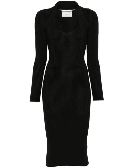 Coperni Black Ribbed Midi Dress