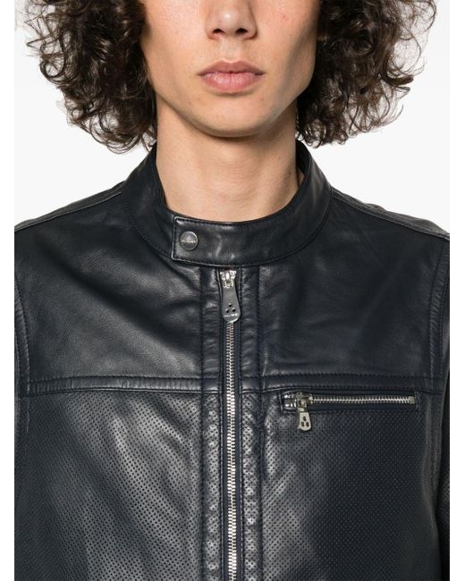 Peuterey Trearie leather jacket in Black für Herren
