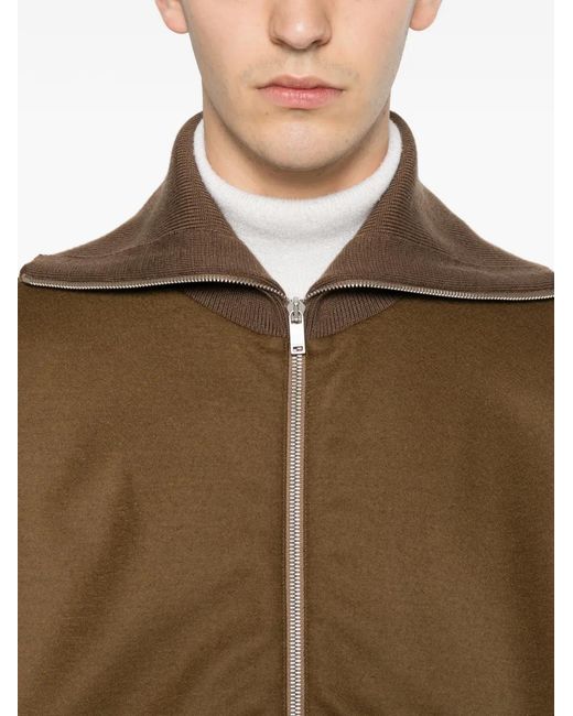 Jil Sander Brown Zip-Up Ribbed Bomber Jacket for men