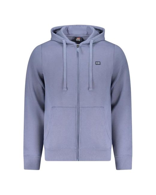 Norway 1963 Blue Zip-Up Logo-Patch Hoodie for men