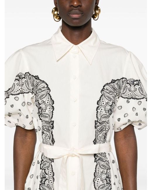 Chloé Bandana-print Midi Shirt Dress White