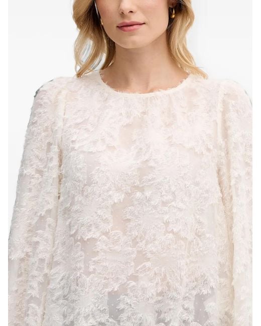 Ouí White Fringed Puff-Sleeve Blouse