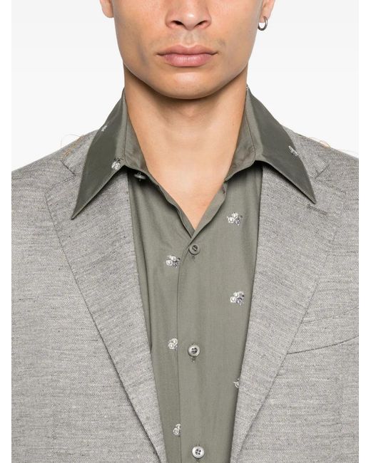 Etro Gray Two-Button Patch-Pocket Blazer for men