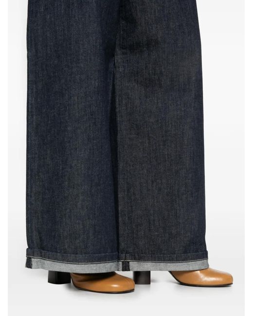 Max Mara Blue Wide-Leg Turn-Up Jeans