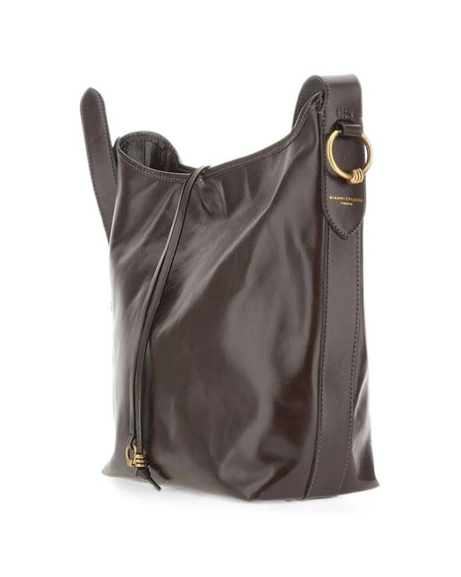 Gianni Chiarini Gray Carla Leather Shoulder Bag