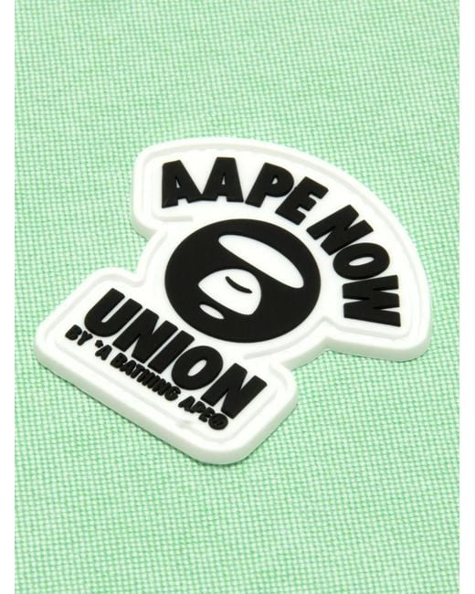 Aape By A Bathing Ape Green Logo-Patch Short-Sleeve Shirt for men
