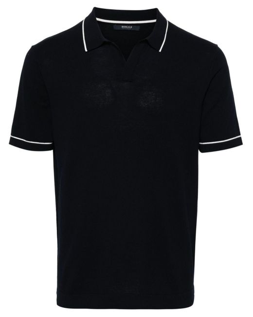 Boggi Black Knitted Cotton Polo Shirt for men