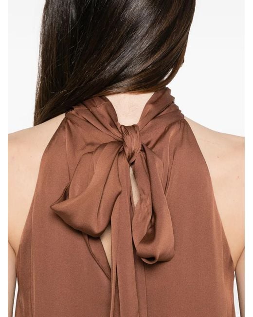 Silk95five Brown Villete Halterneck Blouse