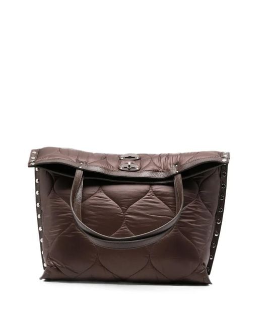 Zanellato Brown A' Spasso Quilted Stud-Embellished Tote Bag