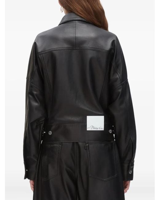 3.1 Phillip Lim Black Belted Leather Shirt Jacket