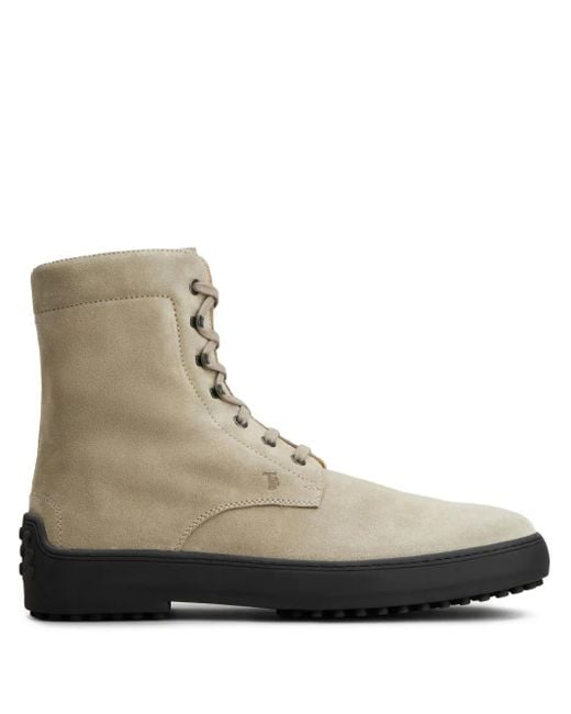 Tod's Brown Suede Combat Boots for men