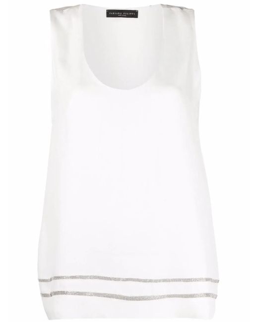 Fabiana Filippi White Chain-Link Trim Vest Top