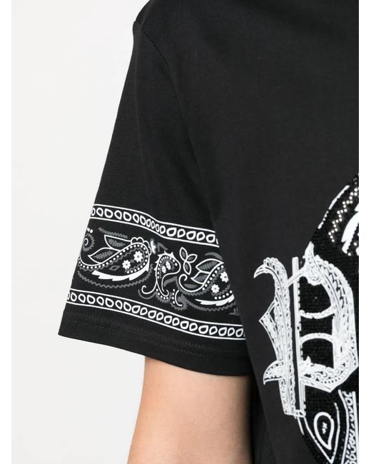 Philipp Plein Black Ss Logo-Print T-Shirt for men