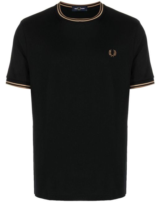 T-shirt con ricamo di Fred Perry in Black da Uomo