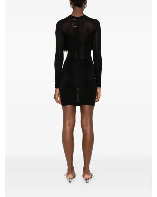 Burc Akyol Black Faux Fur-Trimmed Mini Dress