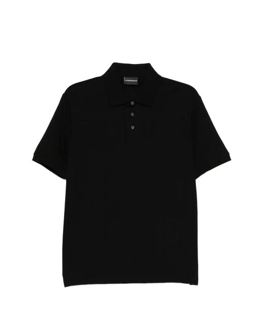Emporio Armani Black Cotton Jersey Polo Shirt for men