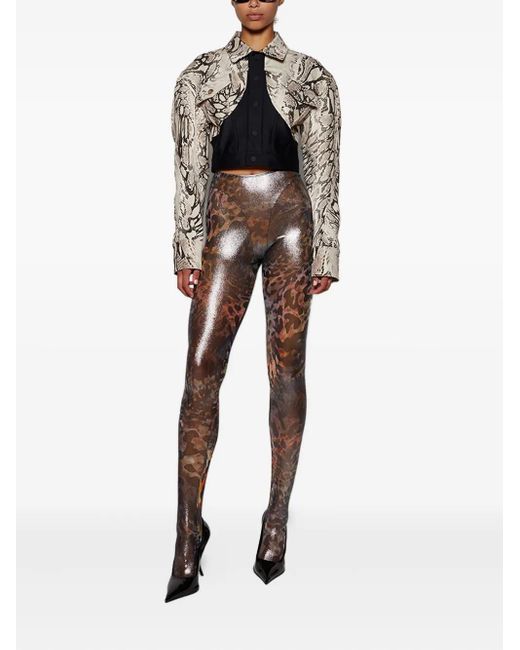 Mugler Gray Printed Leggings