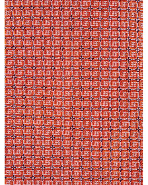 Kiton White Geometric-Pattern Silk Tie for men