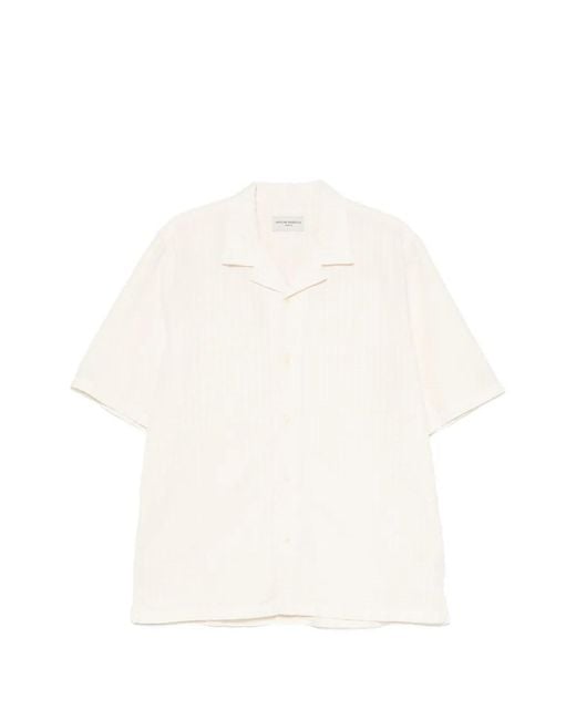 Officine Generale White Chemise En Seersucker À Manches Courtes for men