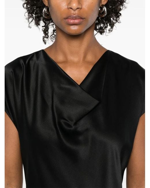Vince Black Silk Cowl-Neck Blouse