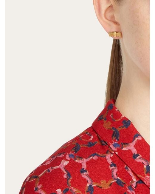 Ferragamo White Vara Earrings
