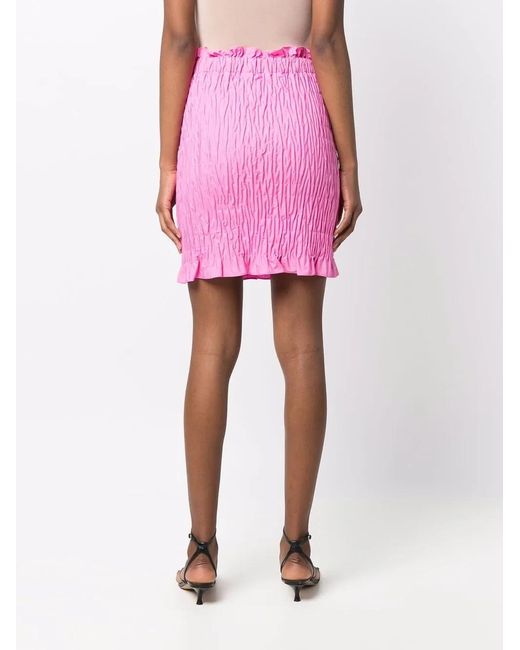 MSGM Pink Shirred-Effect Mini Skirt