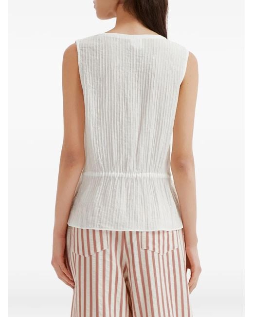 B+ AB White Ruffled Drawstring-Waist Top