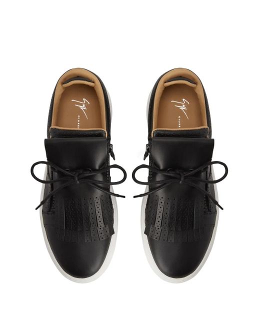 Giuseppe Zanotti Black Fringed Leather Sneakers