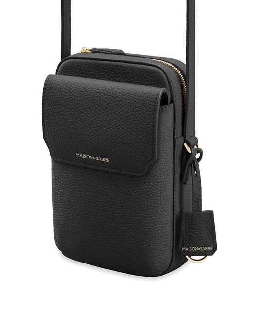 Maison De Sabre Black Leather Zip Phone Pouch