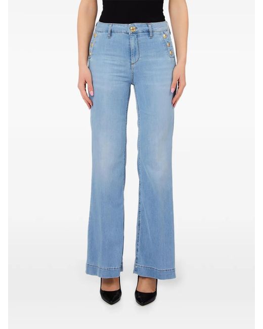 Liu Jo Blue Button-Embellished Flared Jeans